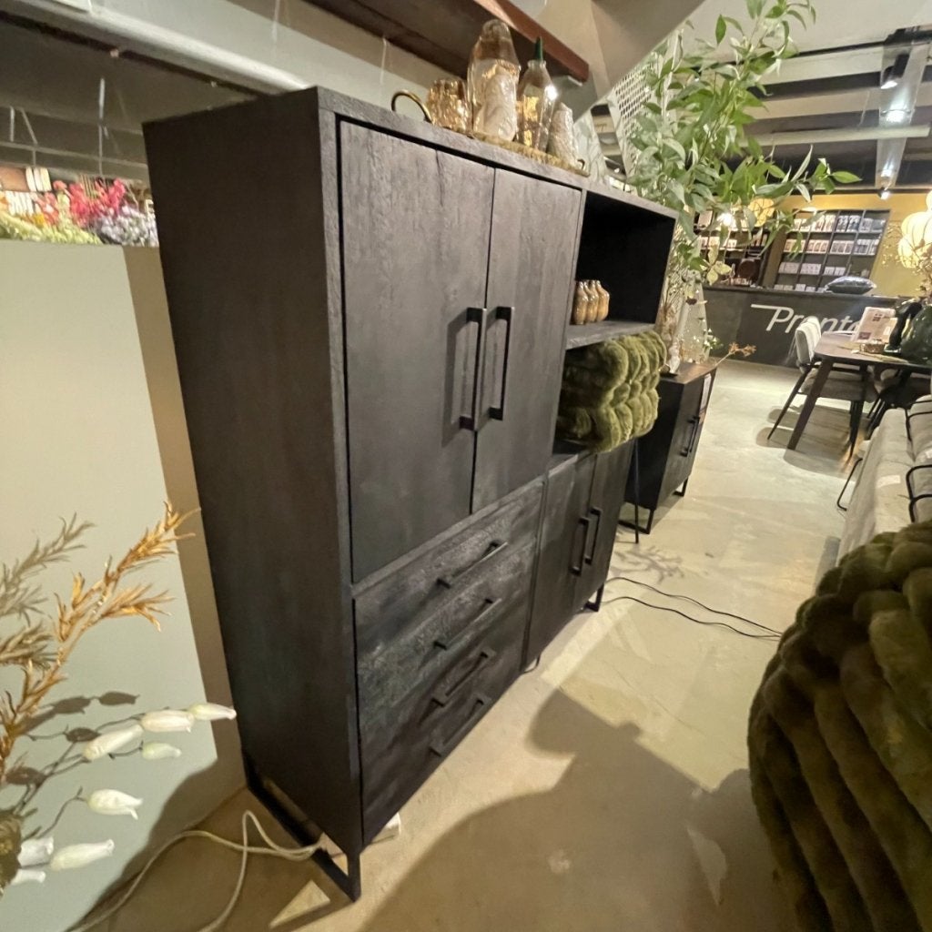 Piastra Opbergkast Mango Deep Black 126cm - Pronto Wonen, Niet ingevuld, Niet ingevuld, Niet ingevuld