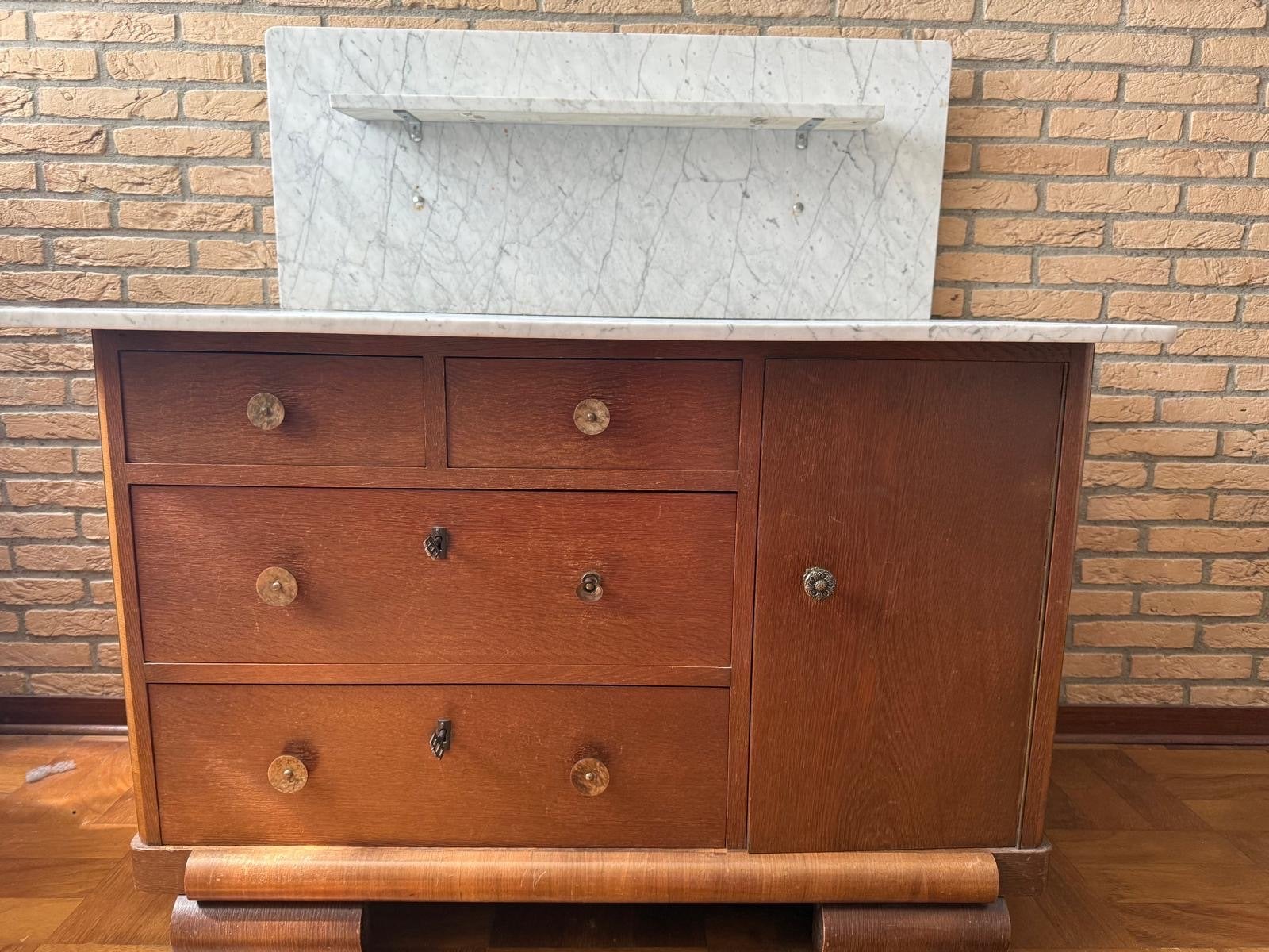 Vintage commode met marmeren blad, Ophalen, Gebruikt