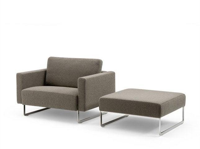 Artifort Loveseat + bijpassende poef – lichtgrijs, Ophalen, Modern,, 75 tot 100 cm, Zo goed als nieuw