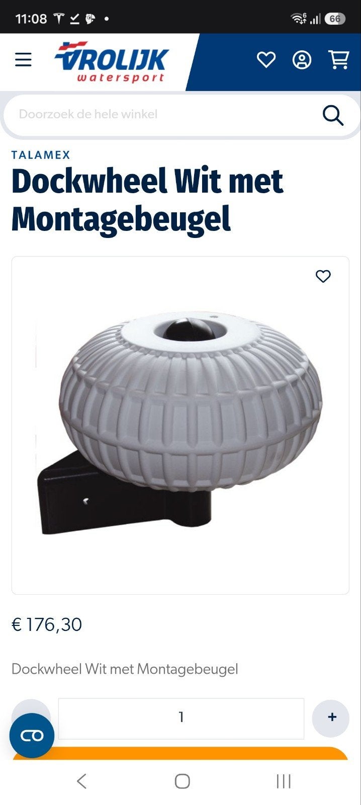 Talamex Dockwheel Wit met Montagebeugel, Ophalen of Verzenden, Nieuw, Overige typen