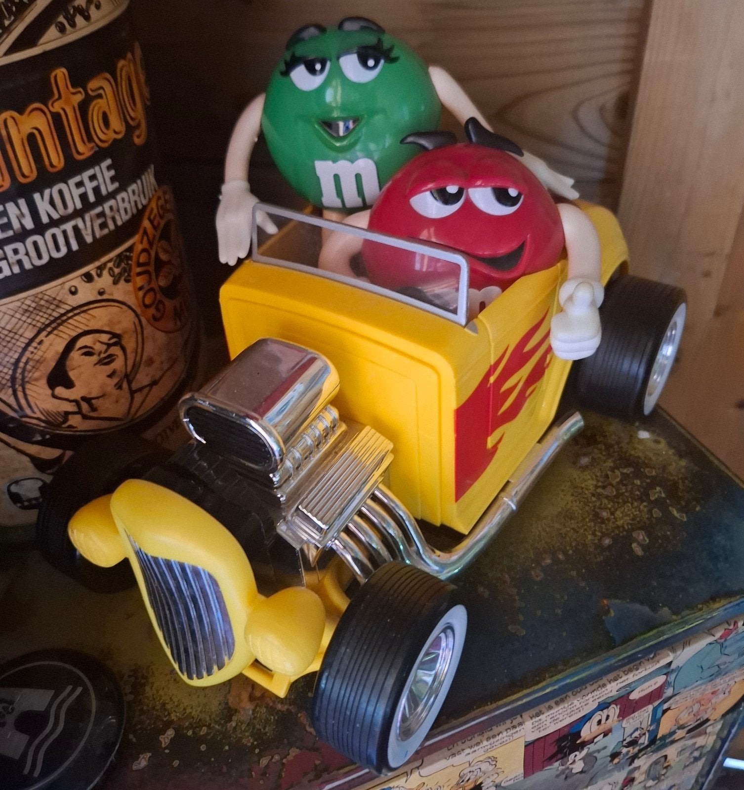 M&M's Dispenser Hot Rod - Groen & Rood, Verzamelen, Ophalen of Verzenden