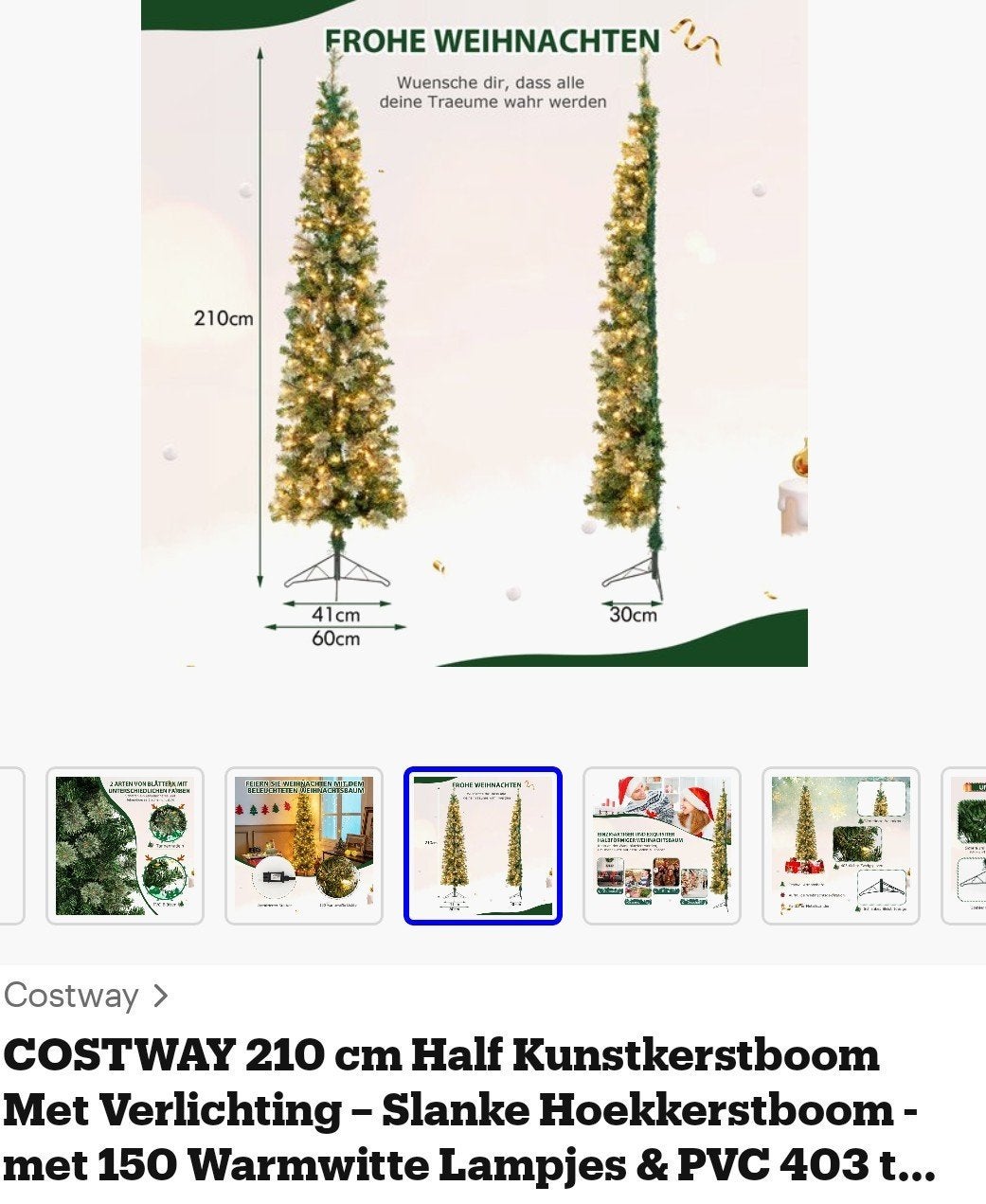 kerstboom voor tegen de muur., Ophalen, Nieuw