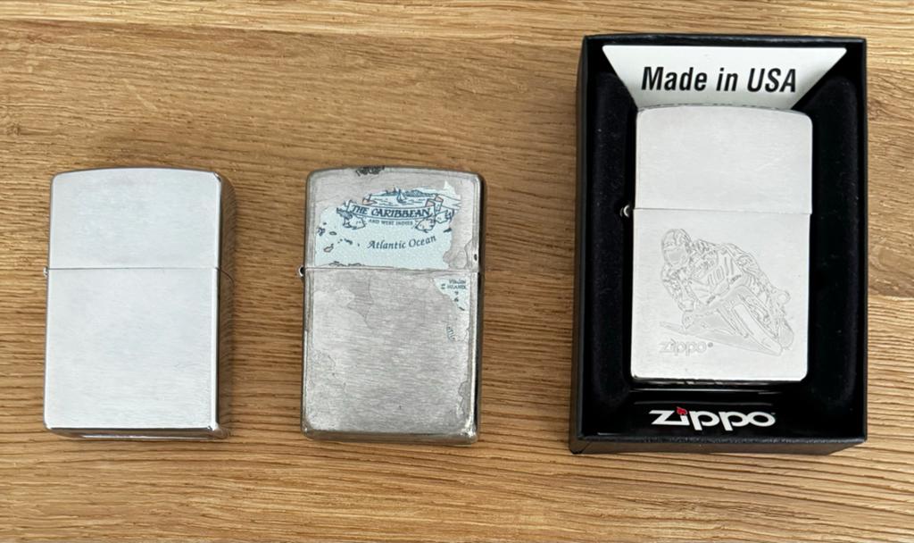 3 originele Zippo aanstekers, waarvan 1 nieuw in doos, Ophalen of Verzenden, Zo goed als nieuw