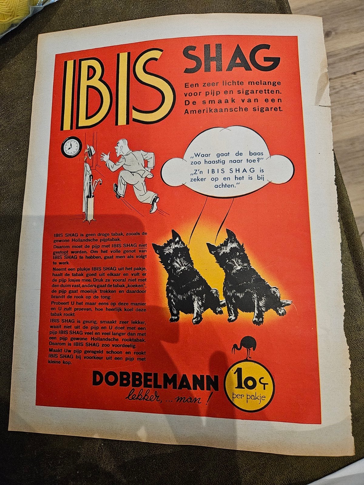 IBIS Shag Tabak Reclame - Dobbelmann (Jaren '30), Ophalen of Verzenden, Gebruikt, Overige typen