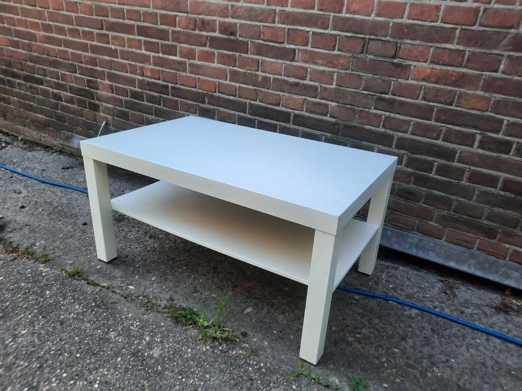 Witte salontafel met opbergplank, Gebruikt, 50 tot 100 cm, Modern, Minder dan 50 cm