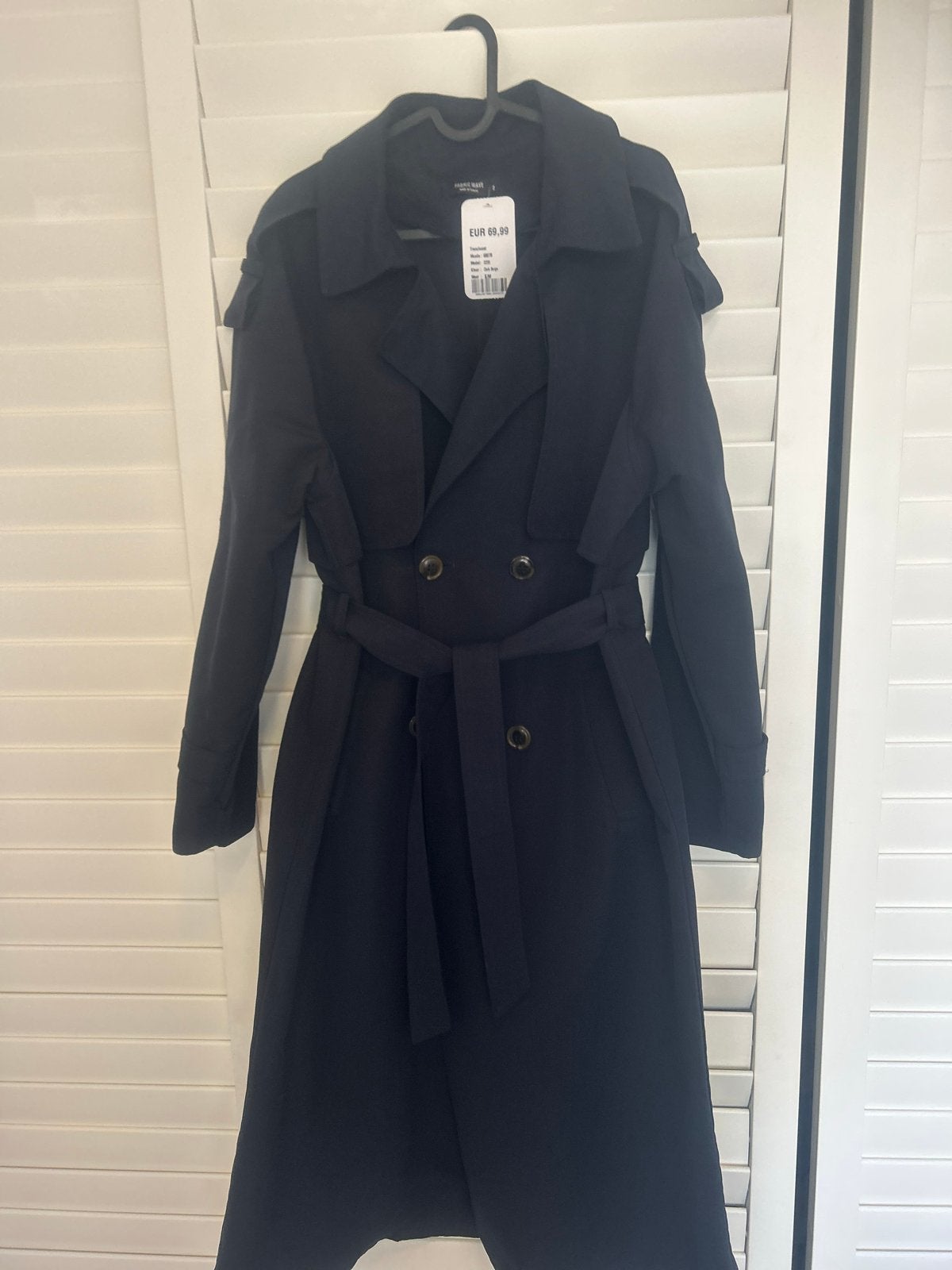 Nieuwe marineblauwe oversized trenchcoat (S/M), Ophalen of Verzenden, Nieuw, Maat 36 (S), Blauw