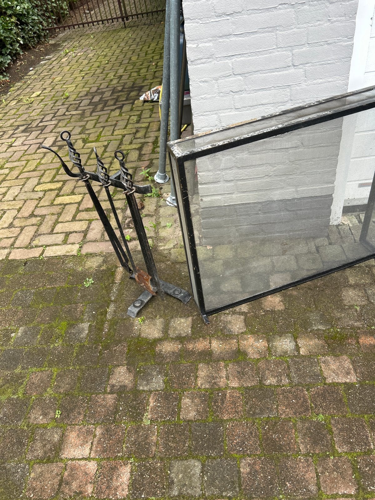 Haardstel en vonkenscherm, Huis en Inrichting, Ophalen, Gebruikt, Vrijstaande haard, Overige soorten