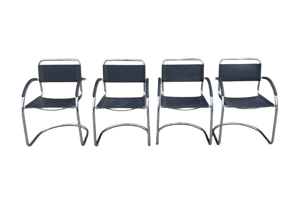 Set van 4 vintage buizenframe sledestoelen jaren 70 / 80, Ophalen