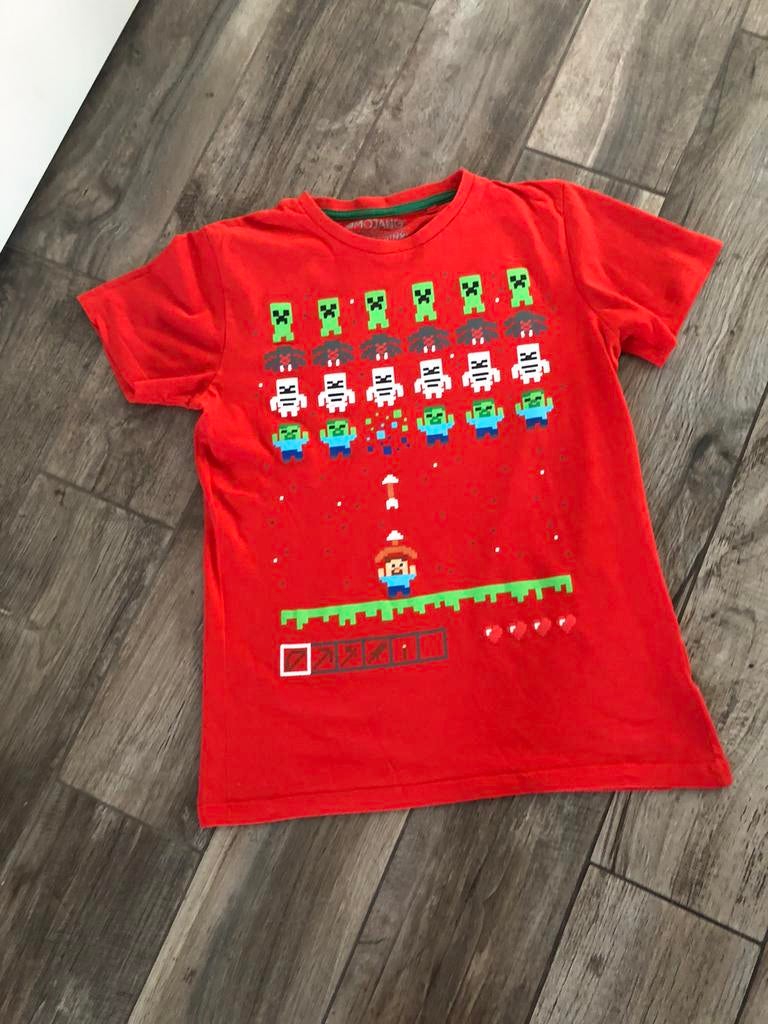 💙 MOJANG Mt 158 164 shirt MINECRAFT rood jongen, Ophalen of Verzenden, Zo goed als nieuw, Jongen, Shirt of Longsleeve