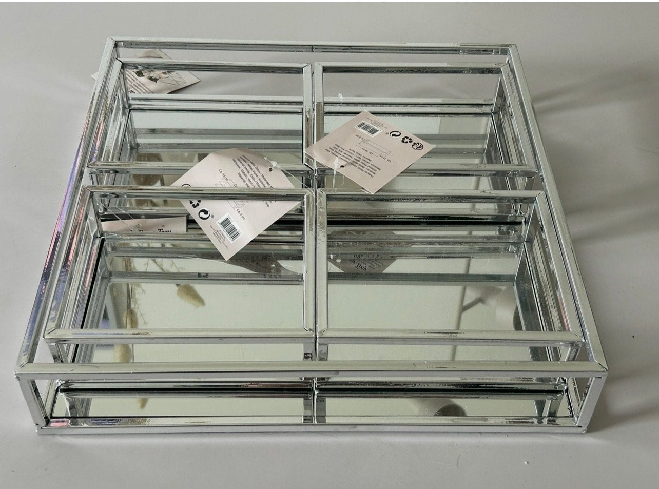 Nieuw Dienblad met 4 extra trays - Spiegelglas design, Met spiegel, Nieuw, Ophalen of Verzenden, Glas