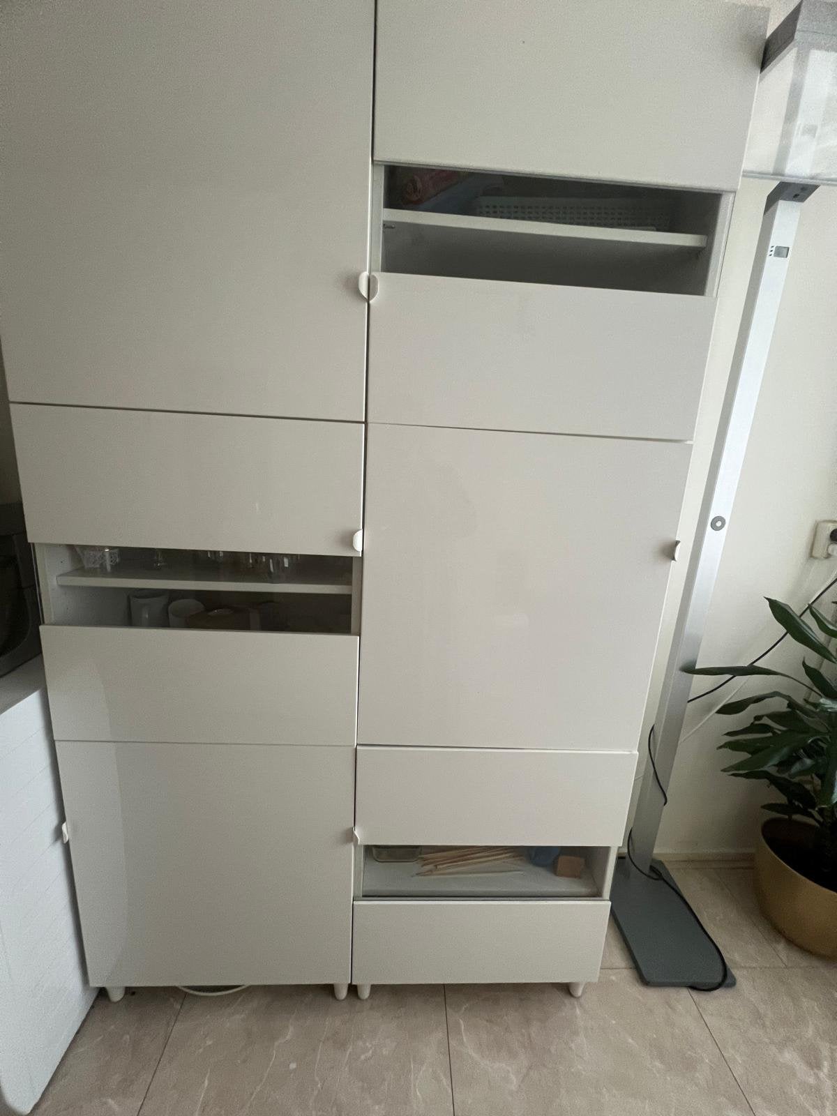 DUBBELE WITTE IKEA BESTA KASTEN, Ophalen, Kunststof, Gebruikt, 50 tot 100 cm
