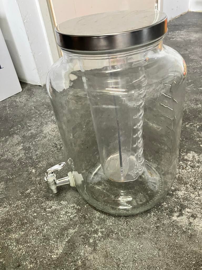 Glazen watertap met tapkraan en ijshouder, Ophalen of Verzenden, Overige merken, Glas, Overige typen