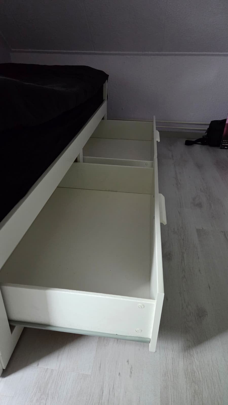 Uitschuifbaar bed met lades - wit-ikea Brimnes, Ophalen, Verstelbaar, 90 cm, Wit