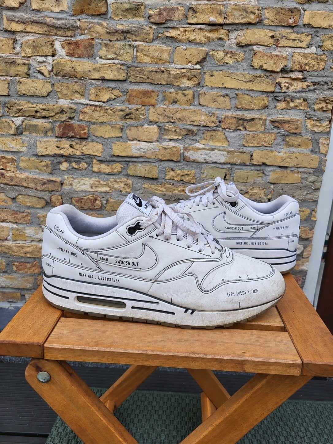 Exclusieve Nike Air Max 1 Tinker Schematic White - Maat 44.5, Wit, Nike, Ophalen of Verzenden, Sneakers of Gympen