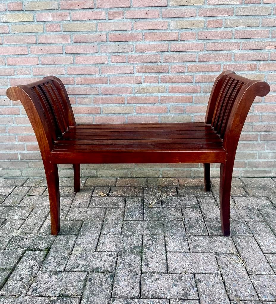 Koloniaal mahoniehouten bankje, stijlvol & stevig, Ophalen, Hout