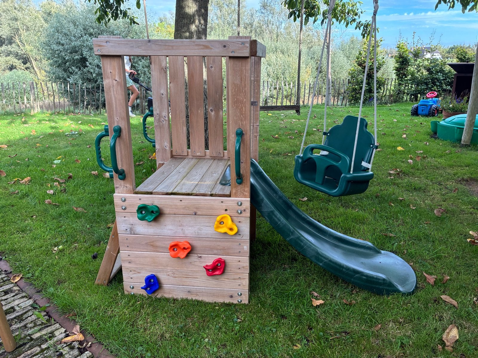 Houten speeltoestel met glijbaan, Ophalen, Gebruikt, Glijbaan