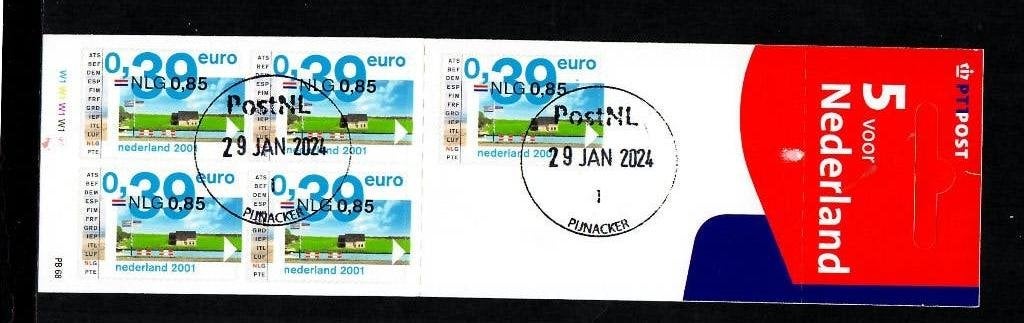 Ned. NVPH PB 68 vijf voor Nederland GESTEMPELD 2001, Postzegels en Munten, Ophalen of Verzenden, Na 1940, Gestempeld