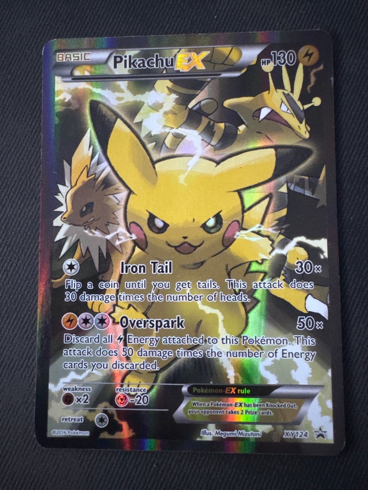 Pikachu EX XY124 Full Art Promo Pokémon Kaart, Ophalen of Verzenden, Zo goed als nieuw, Losse kaart, Foil