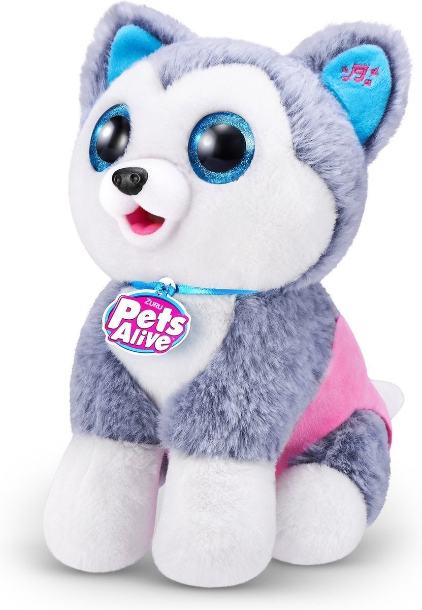 Zuru Pets Alive Sparkle Paws Husky Knuffel, Overige merken, Met geluid, Overige karakters, Grijs