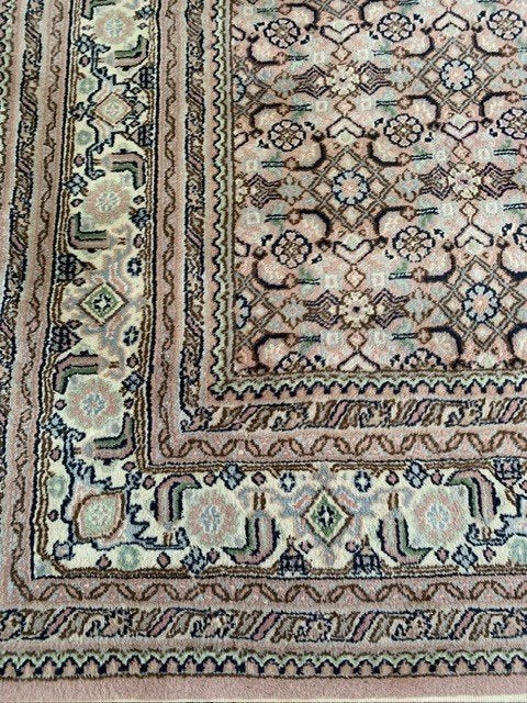 Vintage handgeknoopt Perzisch Herati tapijt oud roze/beige, Huis en Inrichting, Stoffering | Tapijten en Kleden, Gebruikt, 200 cm of meer