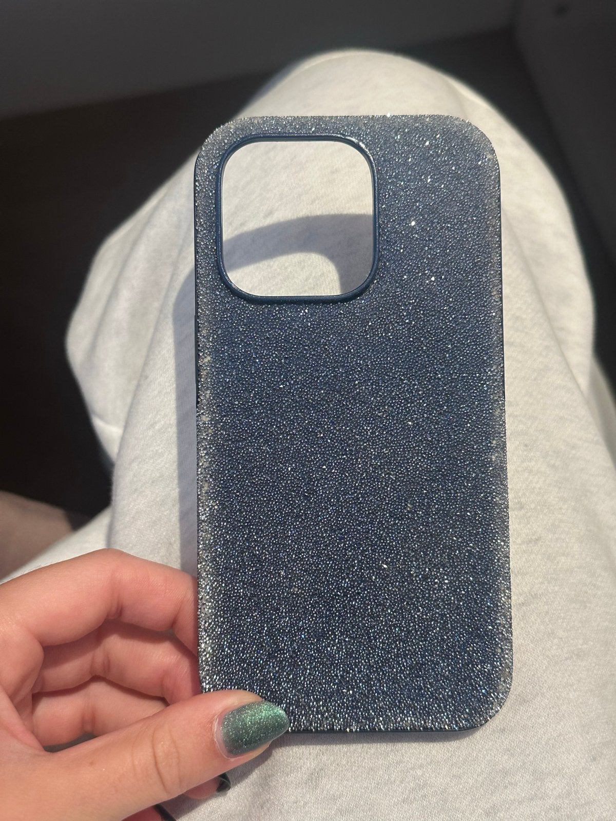Swarovski telefoonhoesje iPhone 14 Pro - Glitter Blauw, Kunststof, Verzenden, Blauw, Hoesje of Tasje
