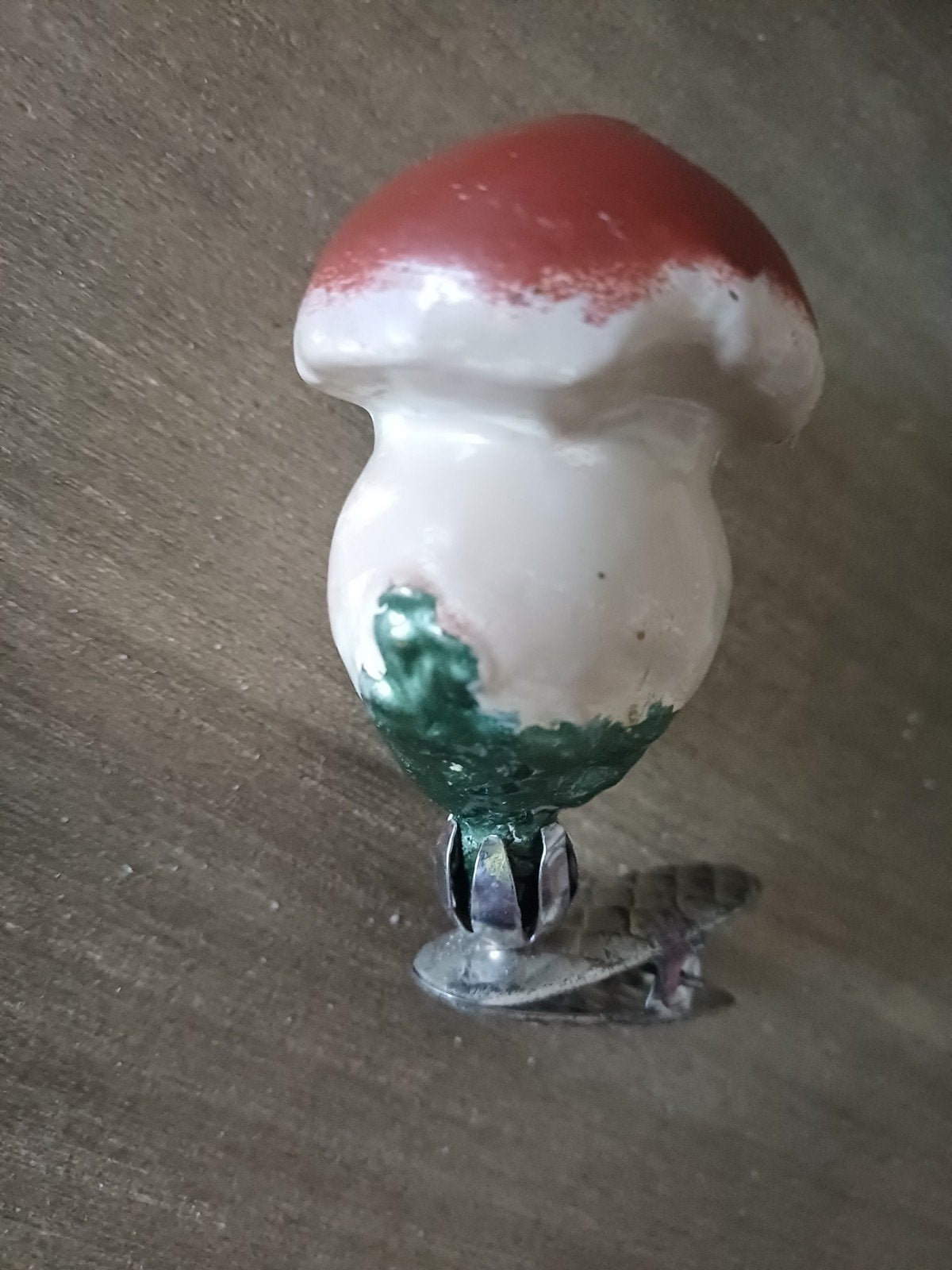 oude kerstbal van glas paddenstoel clip, Diversen, Kerst, Ophalen of Verzenden