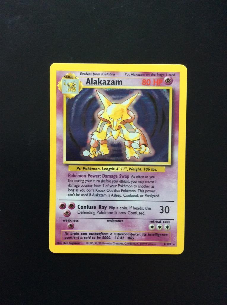 Alakazam #1 - Base set 1, Pokémonkaart, Ophalen of Verzenden, Zo goed als nieuw, Losse kaart, Foil