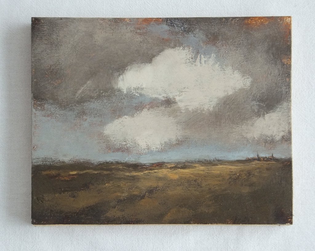 Schilderijtje van Landschap - Olieverf, Antiek en Kunst, Realistisch, Ophalen of Verzenden, Landschap, Olieverf