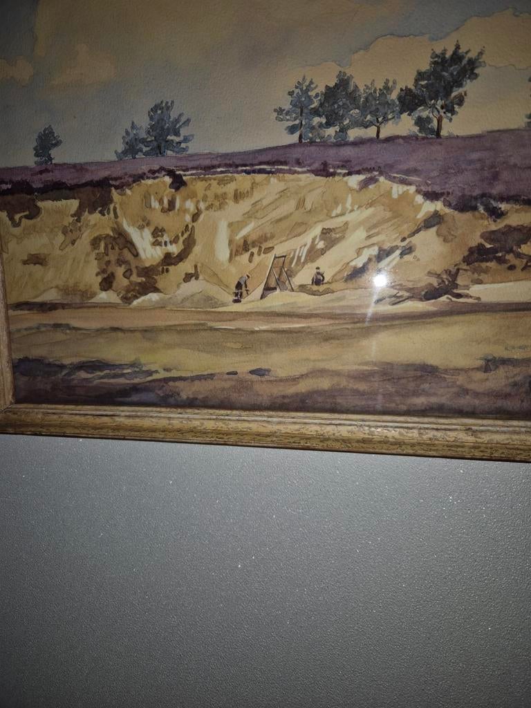 Vintage aquarel schilderij van Garderen, 1969, Antiek en Kunst, Kunst | Schilderijen | Klassiek, Ophalen of Verzenden