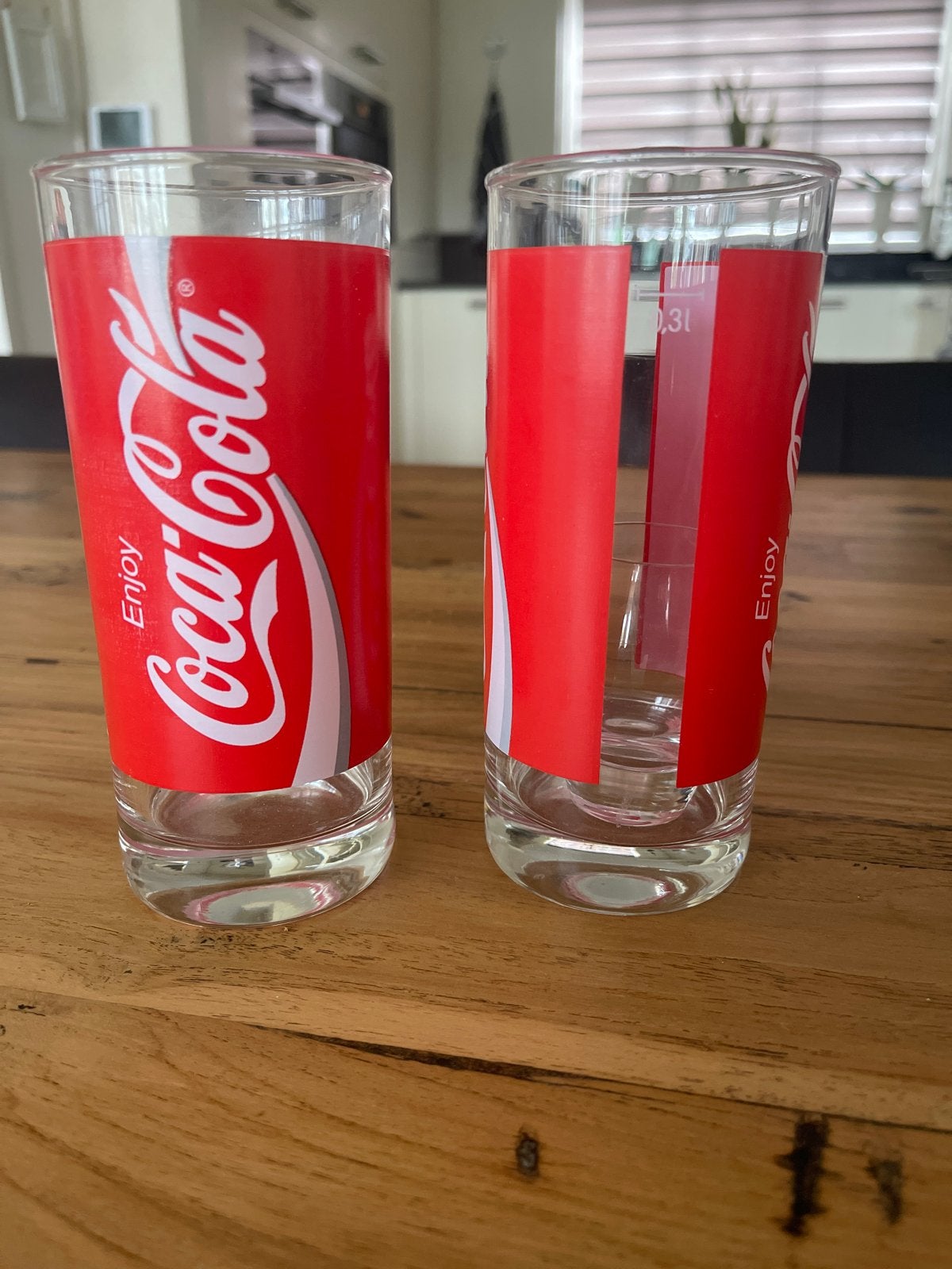 Coca-Cola glazen - set van 2 (0,3l), Vintage, Gebruikt, Meerkleurig, Ophalen of Verzenden