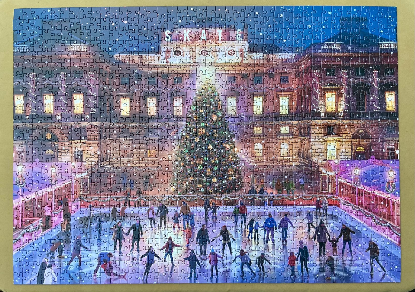 Gibsons kerstpuzzel skating at sunset 1000 stukjes als nieuw, Ophalen of Verzenden, 500 t/m 1500 stukjes, Zo goed als nieuw, Legpuzzel