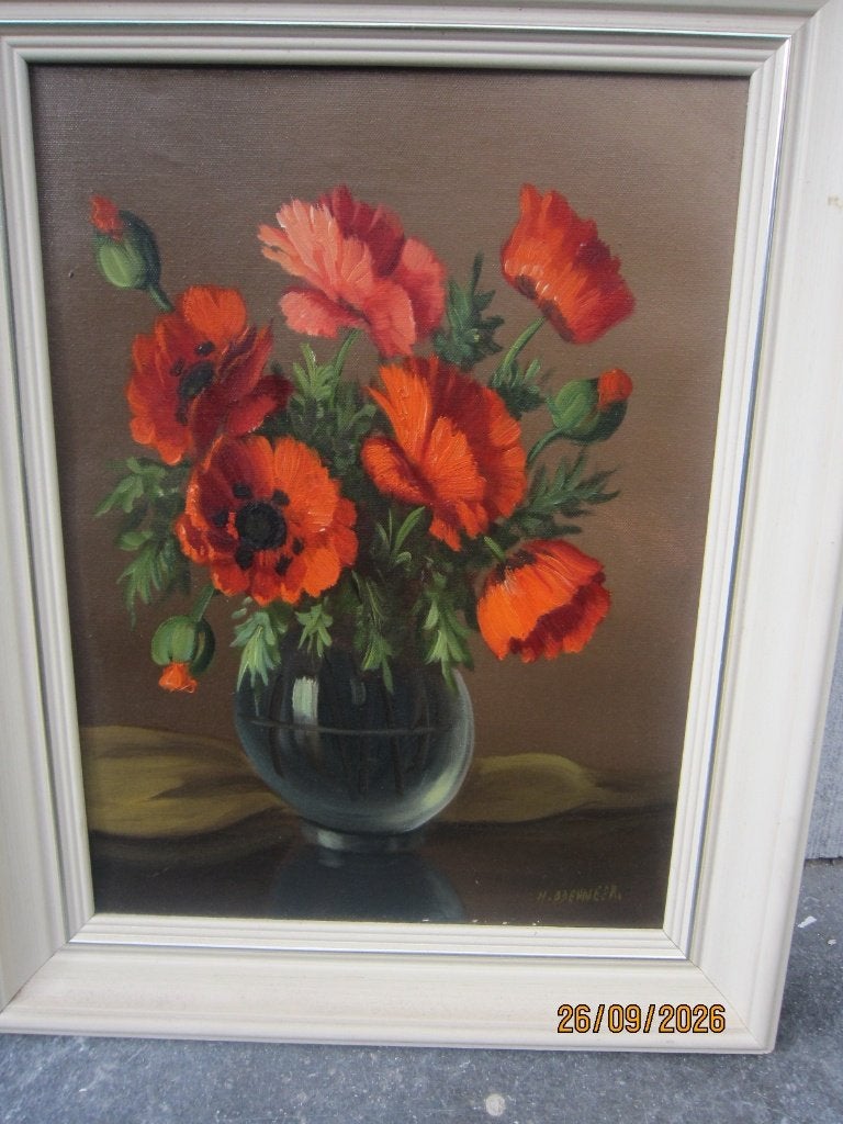 Herman OPPENNEER , (Pieter Scheen )Mooi Bloemstilleven, Doek, Expressionistisch, Olieverf, Ophalen