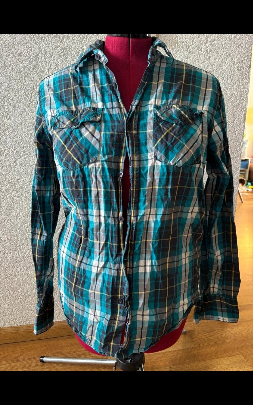 Zgan overhemd checker maat M, Ophalen of Verzenden, Zo goed als nieuw, Blauw, Checker