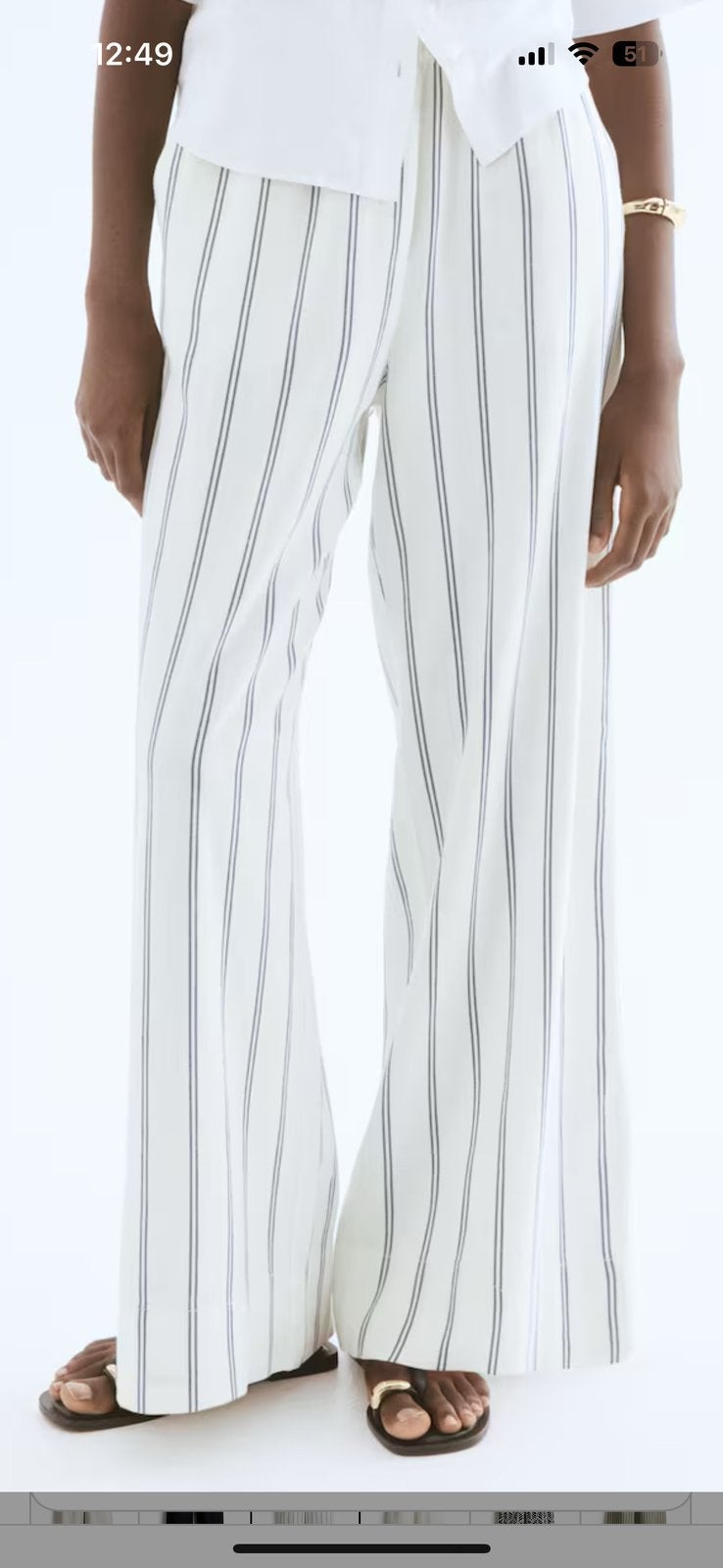 Nieuwe witte wijde broek linnenmix H&M mt. XXL, Ophalen of Verzenden, Zo goed als nieuw, Wit, Broek of Spijkerbroek