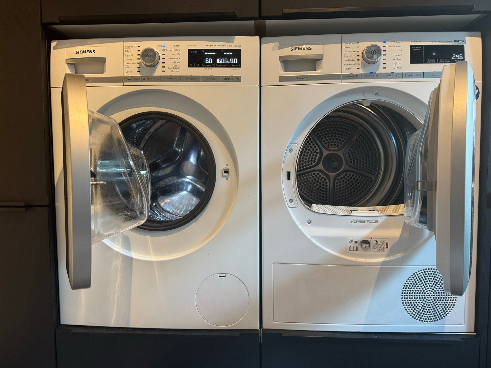 Siemens iQ700 Wasmachine en iQ700 Droger, Witgoed en Apparatuur, 8 tot 10 kg, Ophalen of Verzenden, Gebruikt, 85 tot 90 cm