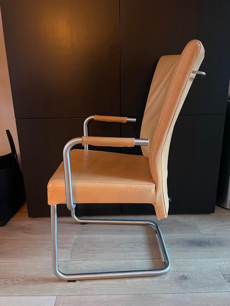 6 prachtige lederen eetkamerstoelen van hvs, Ophalen, Gebruikt, Overige kleuren, Leer