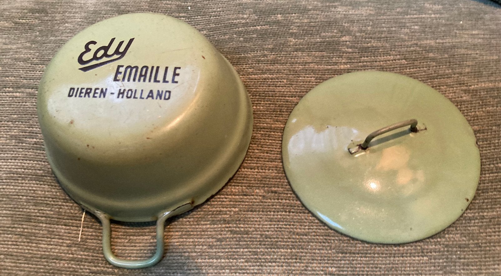 Edy Emaille Dieren - Holland Pannetje met deksel Groen, Ophalen