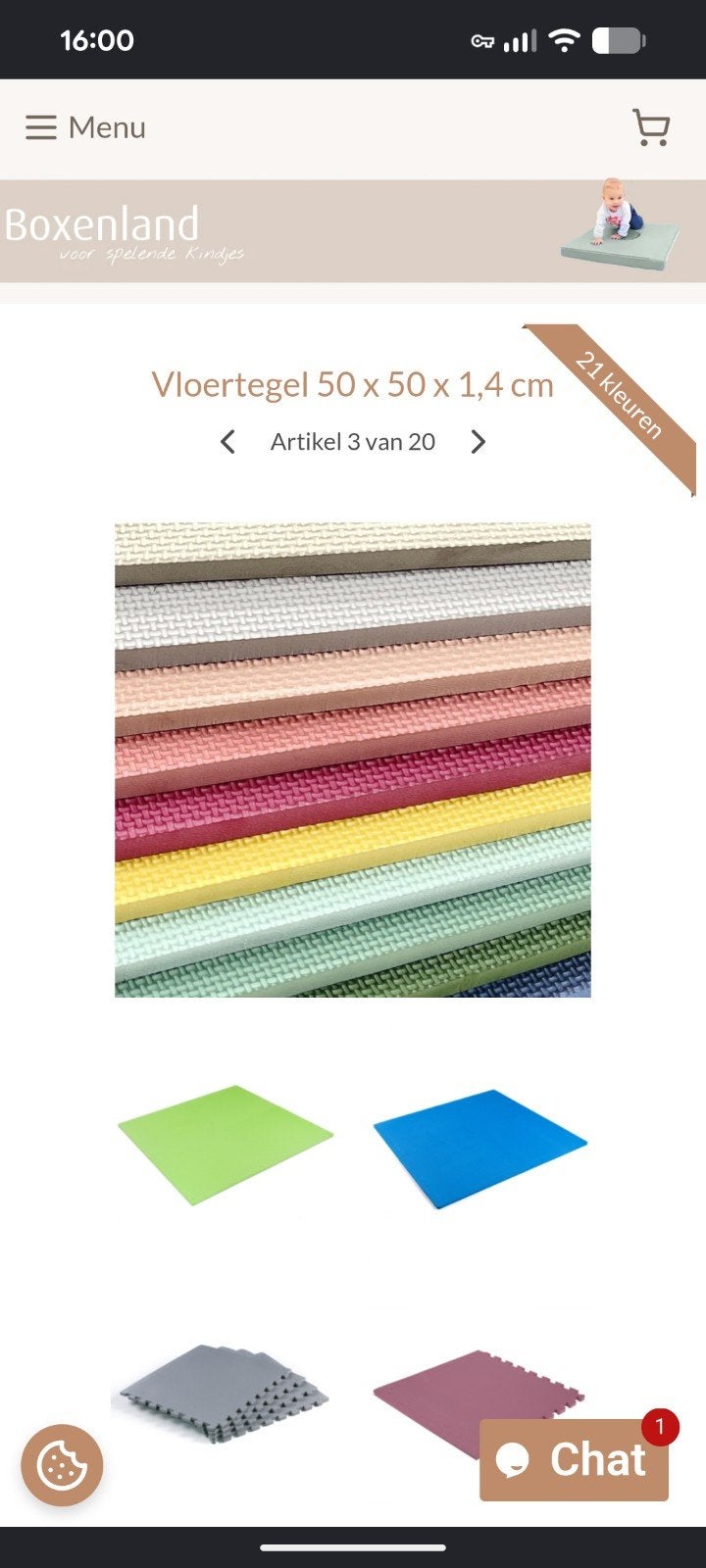 Speelmat tegels 50x50 cm - 16 stuks, Ophalen, Jongen of Meisje