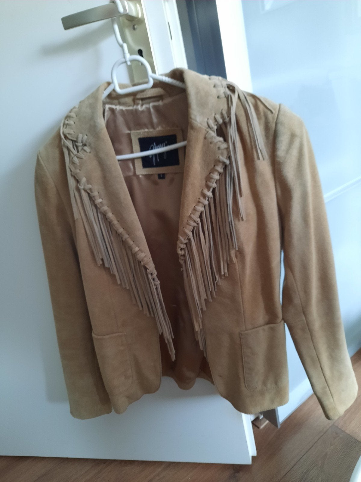 Gipsy echt suède leren jasje met franjes - nooit gedragen, Gipsy, Beige, Nieuw, Ophalen of Verzenden