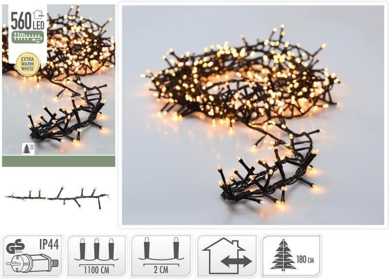 Kerstverlichting 560 LED MicroCluster 11 Mtr Wam Wit - IP44, Ophalen