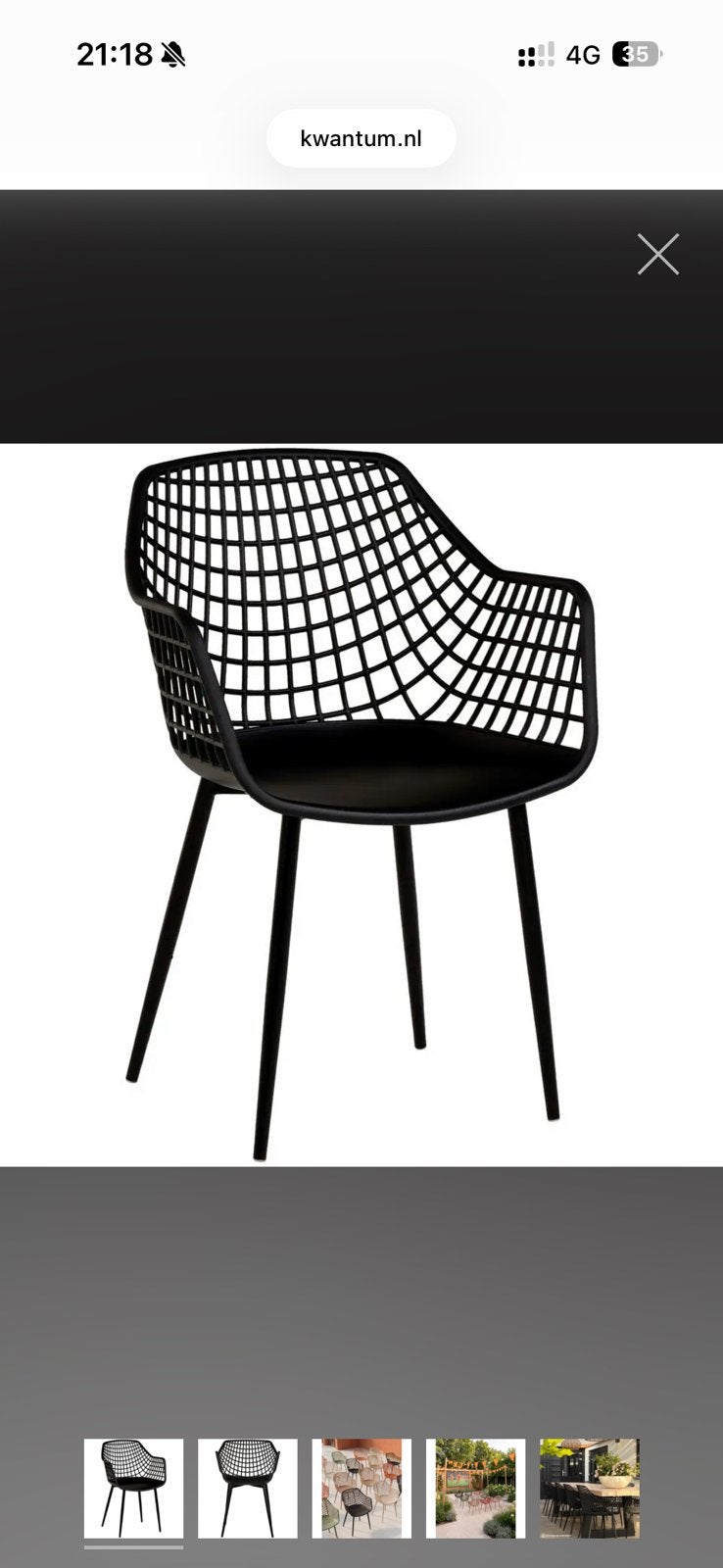 NIEUW in verpakking: 2x tuin stoel, Ophalen, Kunststof, Twee, Zwart