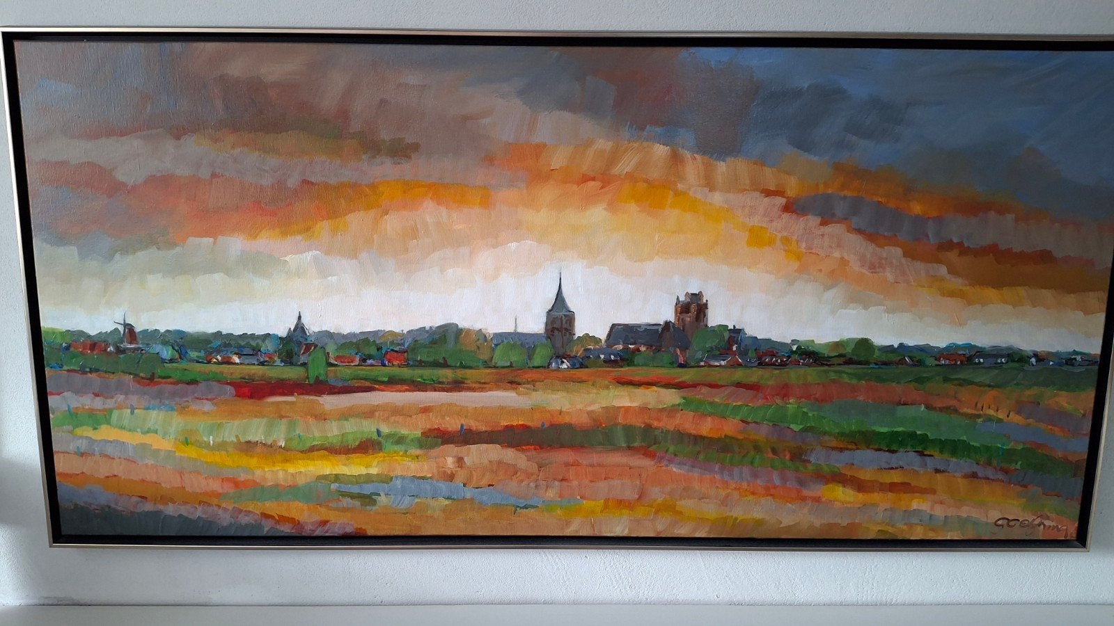 Schilderij Wijk bij Duurstede door Gc Elfring (160x70 cm), Ophalen