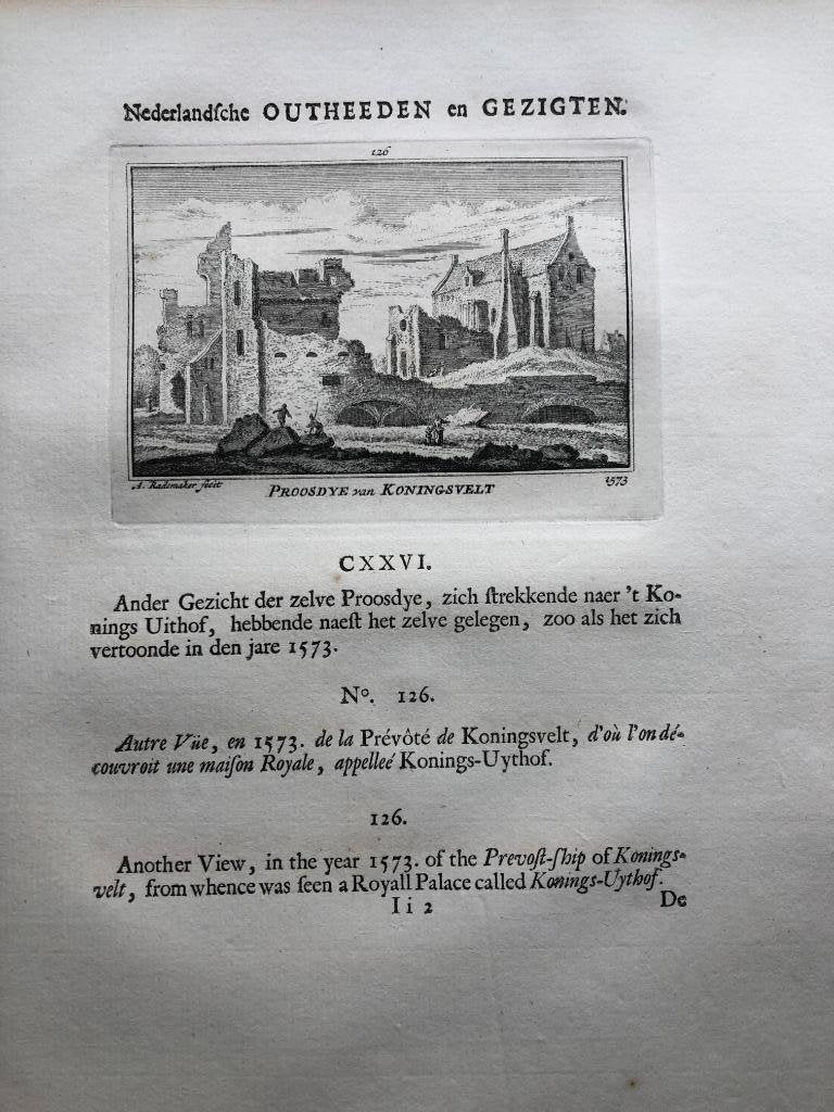 126 / Delft de Proosdije van Koningsveld Kopergravure 1732, Ophalen of Verzenden