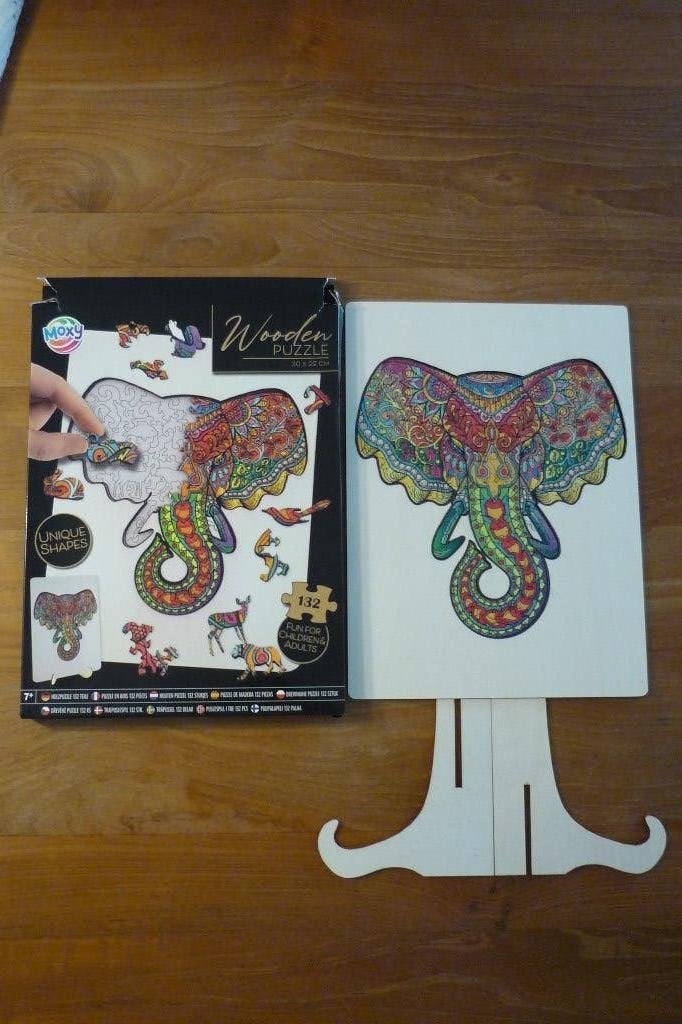 Moxy houten puzzel '' OLIFANT '' 132 stukjes., Ophalen, Minder dan 500 stukjes, Zo goed als nieuw, Legpuzzel