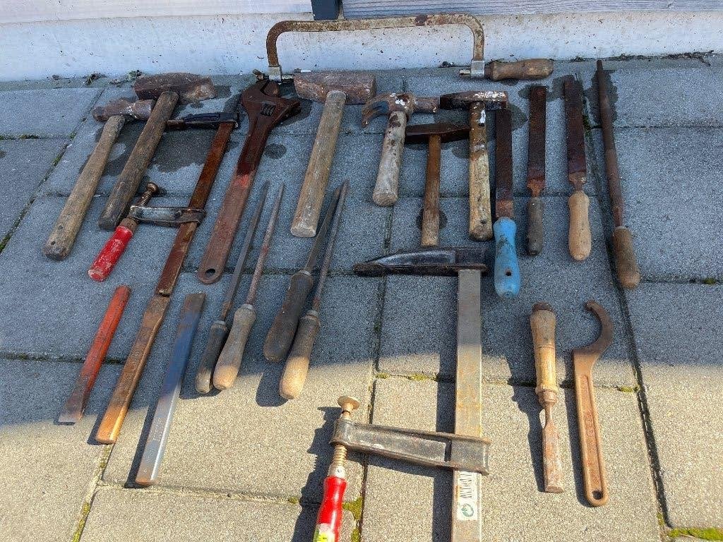 Grote partij oud roestig gereedschap – vintage  decoratie, Ophalen of Verzenden, Gebruikt