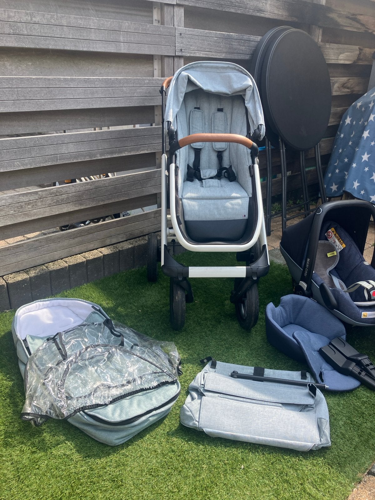 Dubatti One 2-in-1 Kinderwagen - Blauw/groenig, Gebruikt, Combiwagen, Met reiswieg, Ophalen
