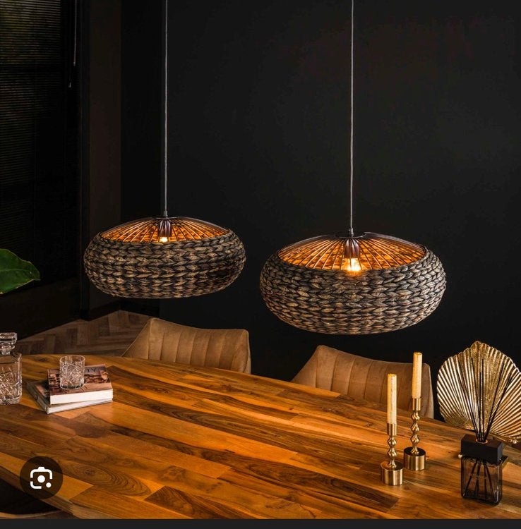 Giga living Hanglamp Disk Waterhyacint 2-Lichts Zwart Nikkel, Ophalen, Zo goed als nieuw