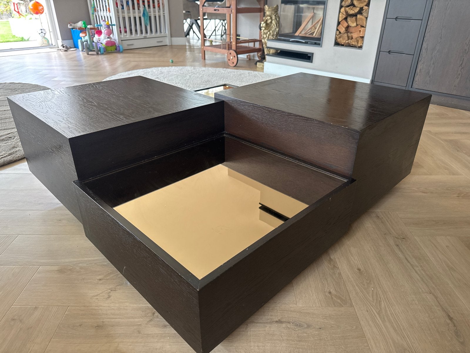 Eric Custer Salontafel met 2 Spiegelbladen, Huis en Inrichting, Tafels | Salontafels, Gebruikt, 100 tot 150 cm, Ophalen of Verzenden