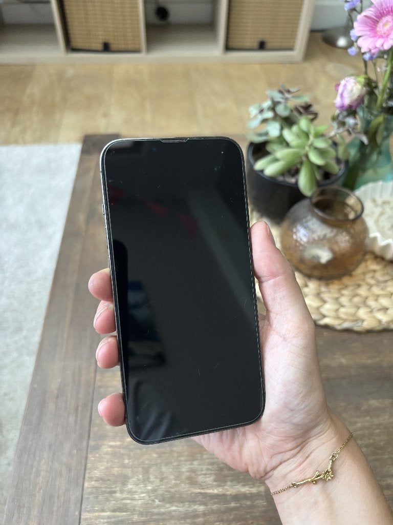 iPhone 13 Pro + Burga hoesjes (kapotte achterkant), 256 GB, Gebruikt, Zwart, 78 %