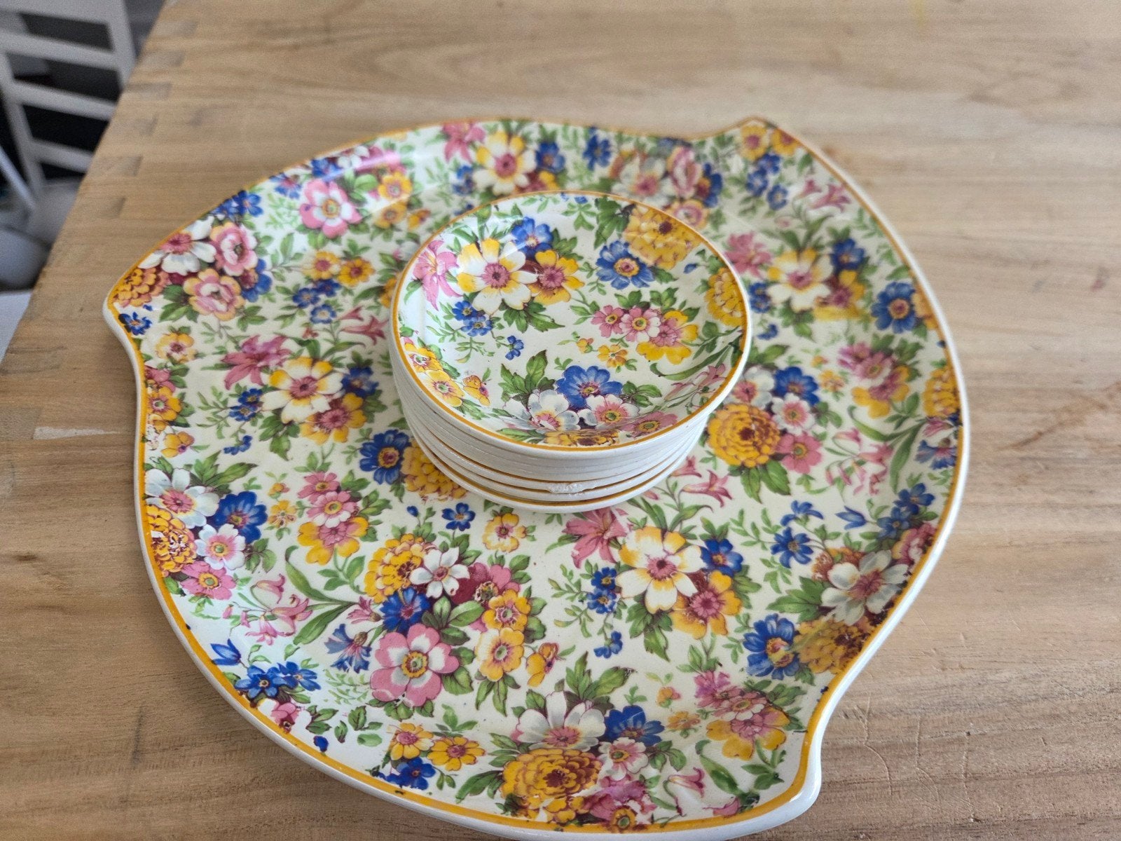 Vintage Maastrichtse aardewerk petit four set, Antiek en Kunst, Ophalen of Verzenden